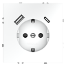 Розетка встраиваемая VOLTUM S70 с заземлением и защитными шторками, 16А, с USB, A+С, (белый матовый)