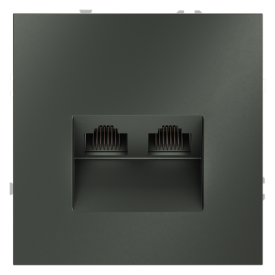 Розетка компьютерная встраиваемая VOLTUM S70 двойная RJ45+RJ45 кат.6, (титан)