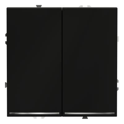 Выключатель встраиваемый VOLTUM S70 двухклавишный с подсветкой 10А, (черный матовый)