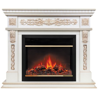 Электрокамин Estella 25,5/26 WT с очагом Moonblaze Deluxe Brass