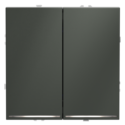 Выключатель встраиваемый VOLTUM S70 двухклавишный с подсветкой 10А, (титан)